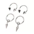 Multi-Pack CZ Titanium Horseshoe Rings and Dangle Captive Rings 2 Pair - 16 Gauge at Spencer's