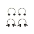 Multi-Pack Black CZ Bat Coffin Titanium Horseshoe Rings 2 Pair - 16 Gauge at Spencer's