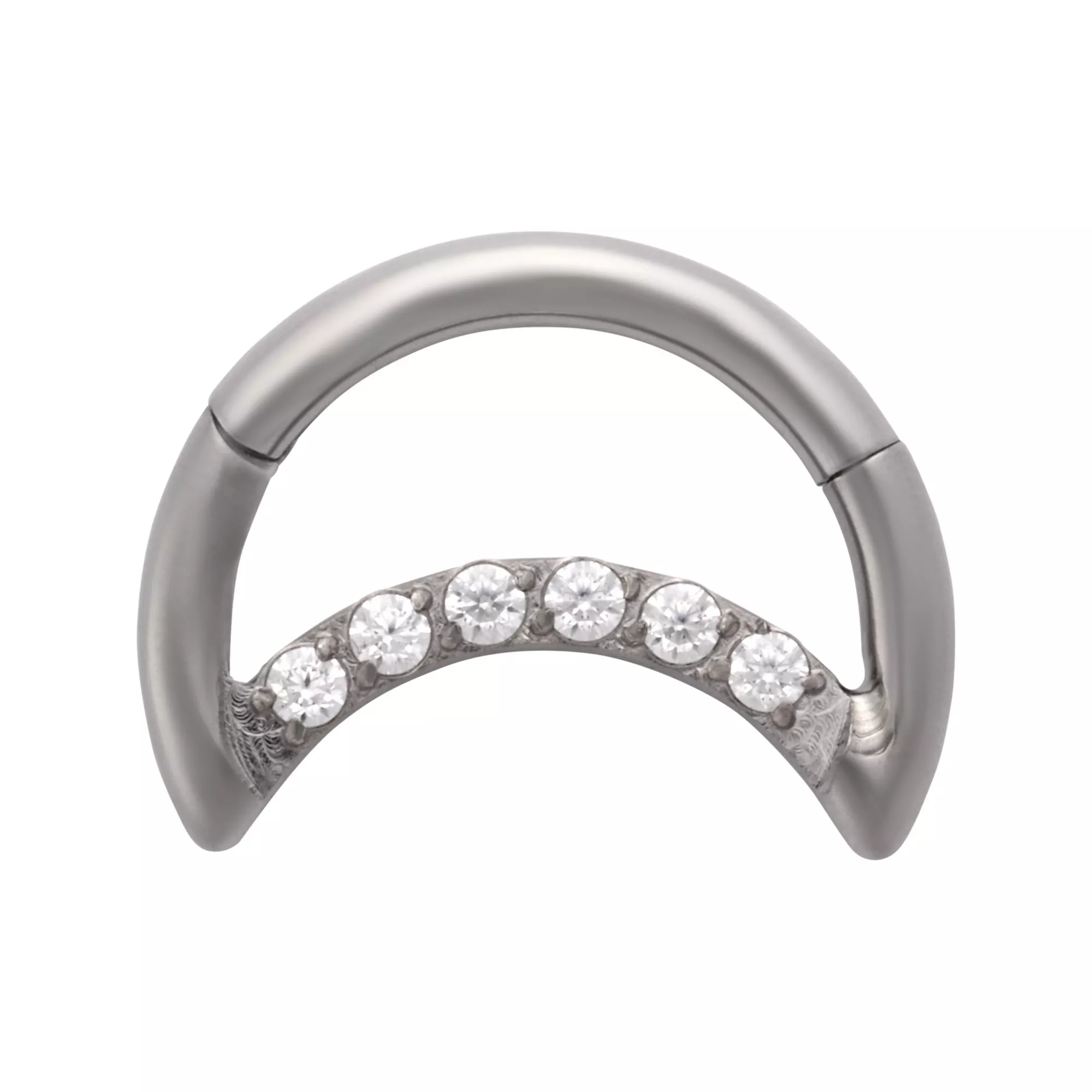 CZ Moon Titanium Hinged Hoop Ring - 16 Gauge at Spencer's