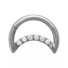 CZ Moon Titanium Hinged Hoop Ring - 16 Gauge at Spencer's