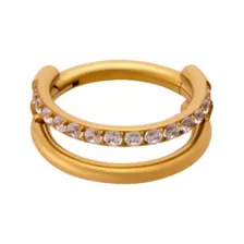 CZ Layered Gold-Plated Titanium Hinged Hoop Ring - 16 Gauge at Spencer's