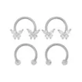 Multi-Pack Prong CZ Butterfly Titanium Horseshoe Rings 2 Pair - 16 Gauge at Spencer's