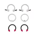 Multi-Pack Bat Skull Horseshoe Rings and Captive Rings 3 Pair - 16 Gauge at Spencer's