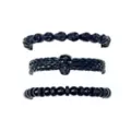 Multi-Pack Black Skull Beaded and Cord Bracelets - 3 Pack at Spencer's