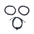 Multi-Pack Black Skull Beaded and Cord Bracelets - 3 Pack at Spencer's