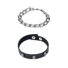 Multi-Pack Black Skull Silver-Tone Chain Bracelets - 2 Pack at Spencer's