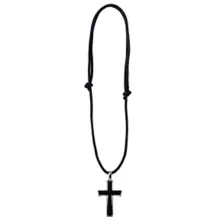 Black Cross Leather Necklace at Spencer's