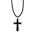 Black Cross Leather Necklace at Spencer's