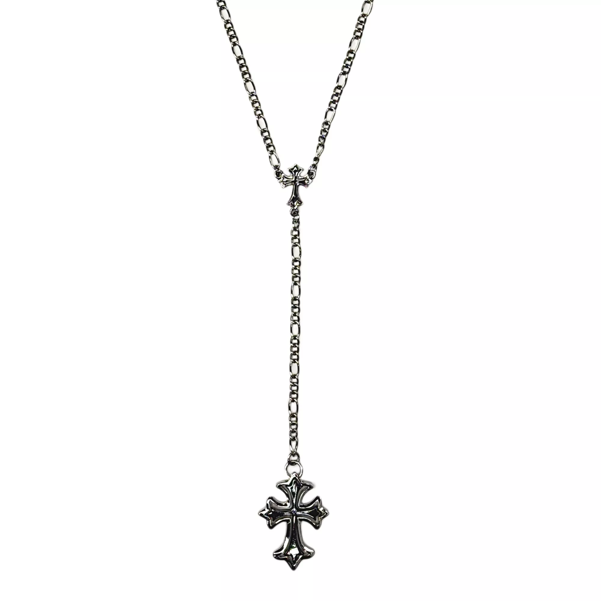Cross Figaro Rosary Chain Necklace