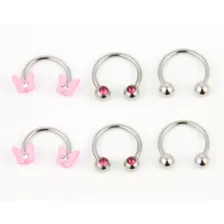 Multi-Pack Pink Butterfly and Pronged Horseshoe Rings - 6 Pack at Spencer's