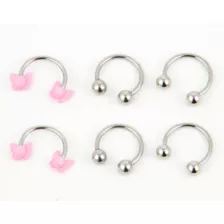 Multi-Pack Pink Butterfly and Pronged Horseshoe Rings - 6 Pack at Spencer's
