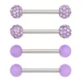 Multi-Pack Purple CZ Pave Nipple Barbells 2 Pair - 14 Gauge at Spencer's