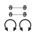Multi-Pack Reaper Black Spike Nipple Barbells and Horseshoe Rings 2 Pair - 14 Gauge at Spencer's