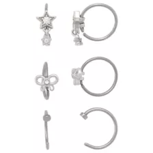 Multi-Pack CZ Bow and Star Titanium Hoop Nose Rings 6 Pack - 20 Gauge at Spencer's