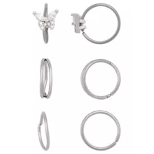 Multi-Pack CZ Butterfly Titanium Hoop Nose Rings 6 Pack - 20 Gauge at Spencer's