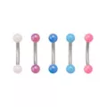 Multi-Pack Titanium Acrylic Prong Curved Barbells 5 Pack - 16 Gauge at Spencer's