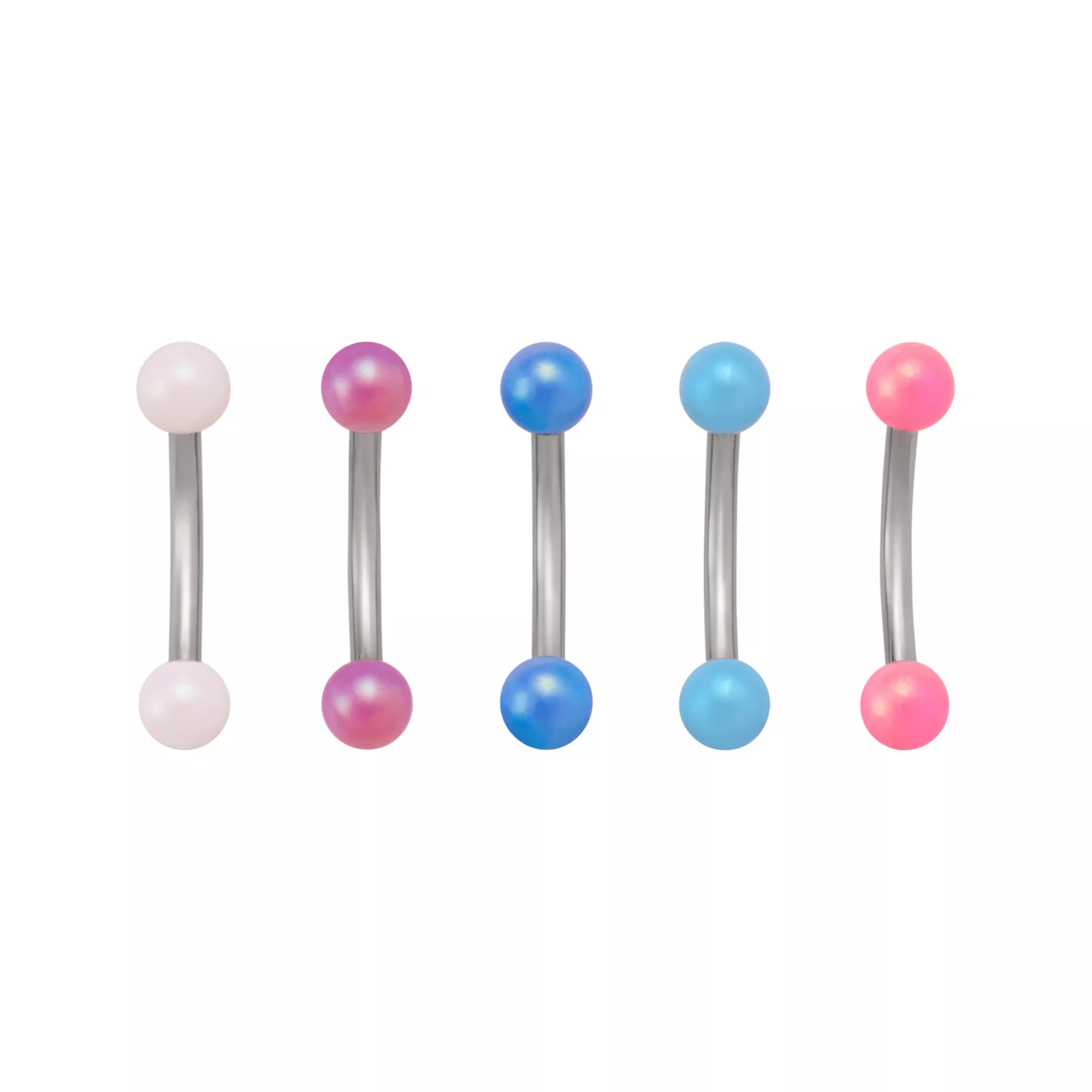 Multi-Pack Titanium Acrylic Prong Curved Barbells 5 Pack - 16 Gauge at Spencer's