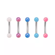 Multi-Pack Titanium Acrylic Prong Curved Barbells 5 Pack - 16 Gauge at Spencer's