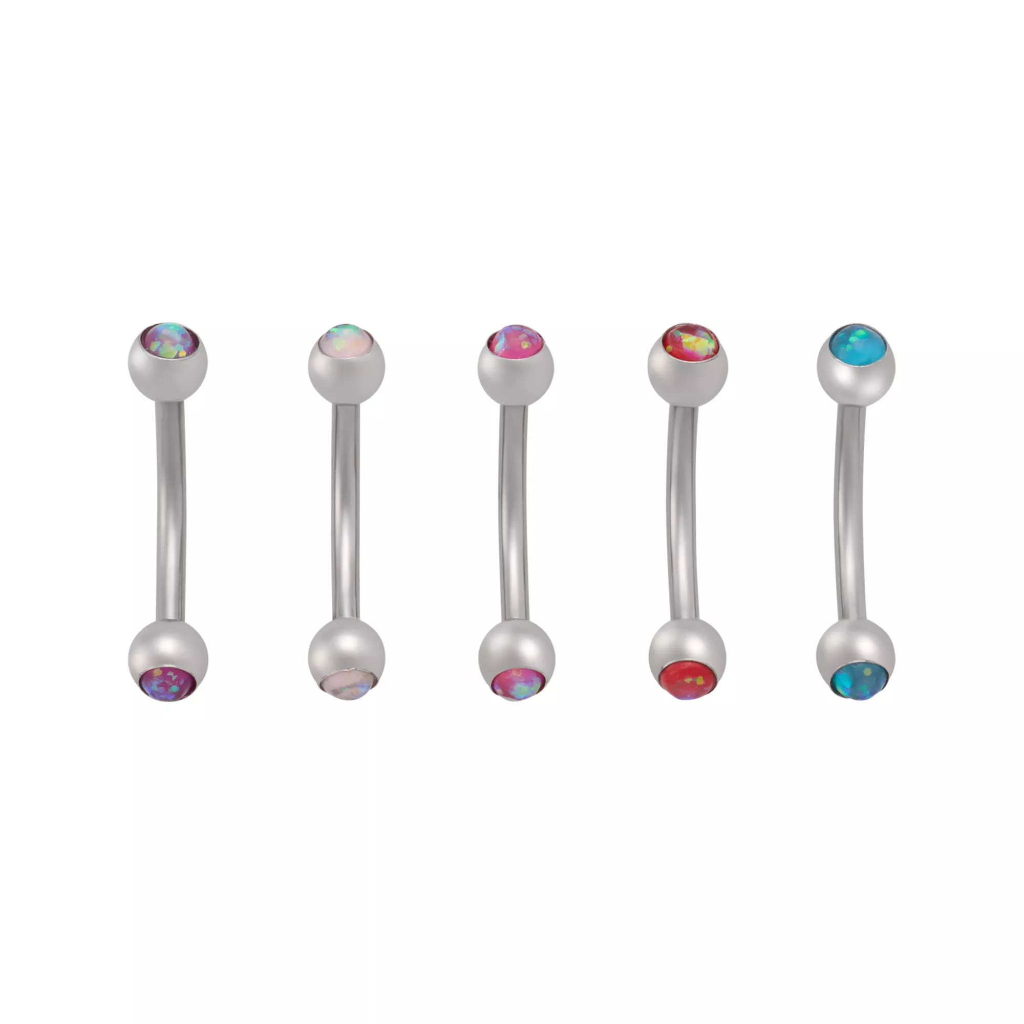 Multi-Pack Multi-Color Opal-Effect Curved Barbells 5 Pack - 16 Gauge
