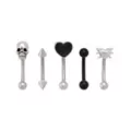 Multi-Pack Dark Hearts and Skull Titanium Curved Barbells 5 Pack - 16 Gauge at Spencer's