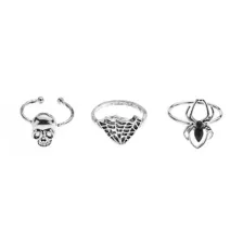 Multi-Pack Spider Skull Web Rings - 3 Pack at Spencer's