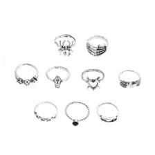 Multi-Pack Coffin Spider Spike Heart Assorted Rings - 9 Pack at Spencer's