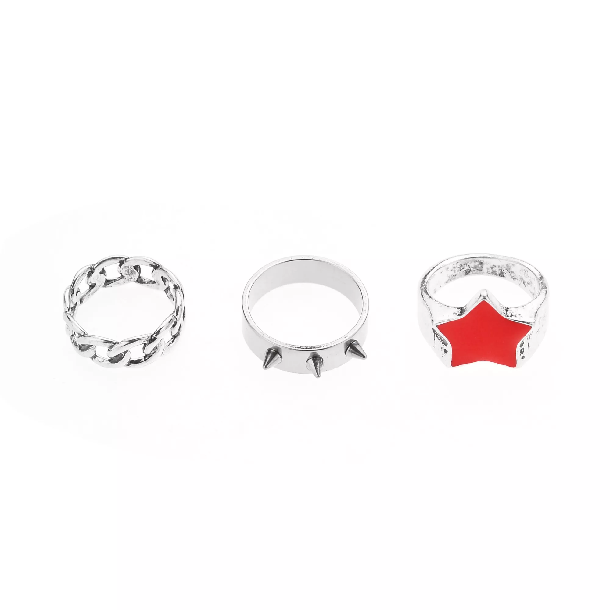 Multi-Pack Silver-Plated Punk Star Rings - 3 Pack at Spencer's