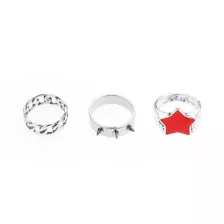 Multi-Pack Silver-Plated Punk Star Rings - 3 Pack at Spencer's