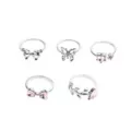 Multi-Pack Silver-Plated Butterfly Balletcore Rings - 5 Pack at Spencer's