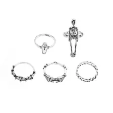 Multi-Pack Silver-Plated Gothic Skeleton & Coffin Rings - 5 Pack at Spencer's