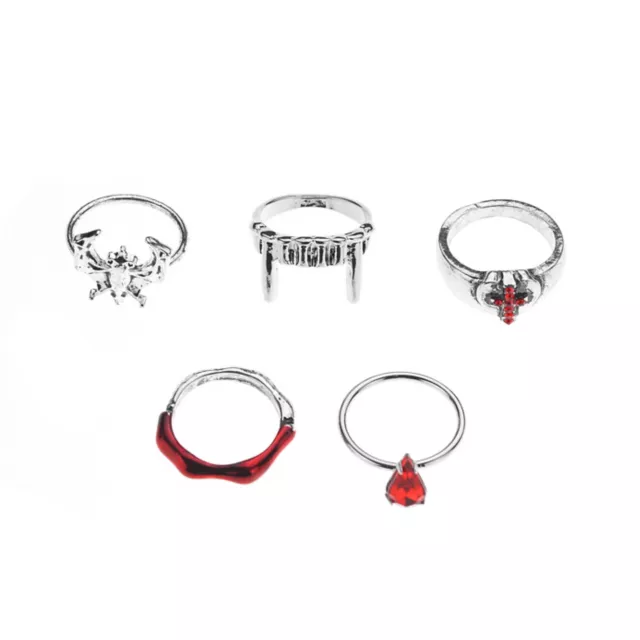 Multi-Pack Silver-Plated Bloody Vampire Rings - 5 Pack - Spencer's