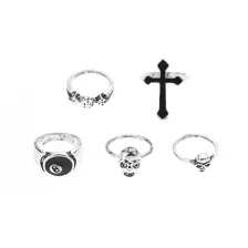 Multi-Pack Silver-Plated Gothic Biker Rings - 5 Pack at Spencer's