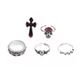 Multi-Pack CZ Red Cross Skull Rings - 5 Pack at Spencer's
