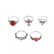 Multi-Pack Red Cross Spider Rose Rings - 5 Pack at Spencer's