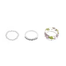 Multi-Pack Resin Pressed Flower and Beaded Rings - 3 Pack at Spencer's