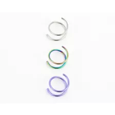Multi-Pack Rainbow Spiral Double Hoop Nose Rings 3 Pack - 20 Gauge at Spencer's