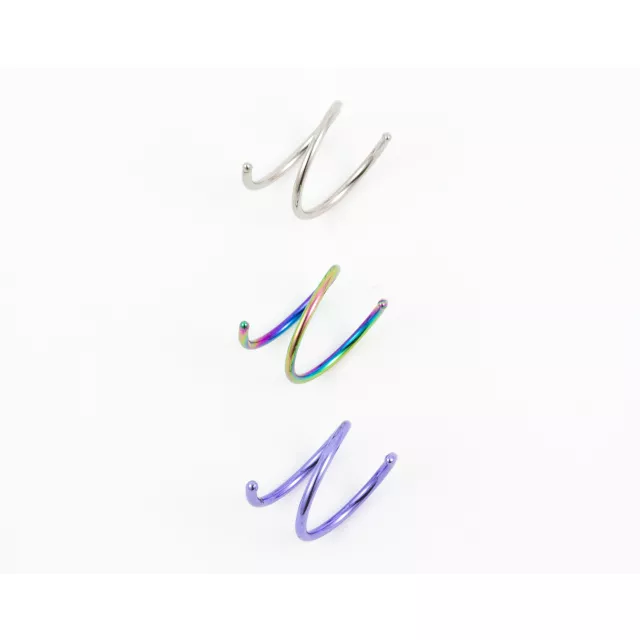 Multi-Pack Rainbow Spiral Double Hoop Nose Rings 3 Pack - 20 Gauge at Spencer's