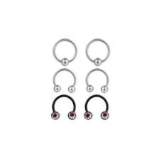Multi-Pack Silver-Tone Eyeball Horseshoe & Captive Bead Rings 6 Pack - 16 Gauge at Spencer's