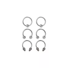 Multi-Pack Silver-Tone Coffin Horseshoe & Captive Bead Rings 6 Pack - 16 Gauge at Spencer's