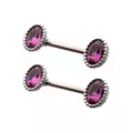 Purple CZ Oval Silver-Plated Nipple Barbells - 14 Gauge at Spencer's