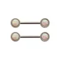Opal-Effect Round Silver-Plated Nipple Barbells - 14 Gauge at Spencer's
