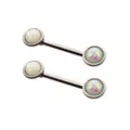 Opal-Effect Round Silver-Plated Nipple Barbells - 14 Gauge at Spencer's