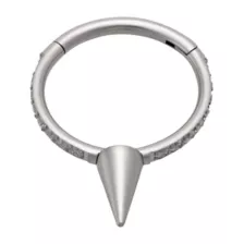 CZ Spike Silver-Plated Titanium Hinged Hoop Ring - 16 Gauge at Spencer's