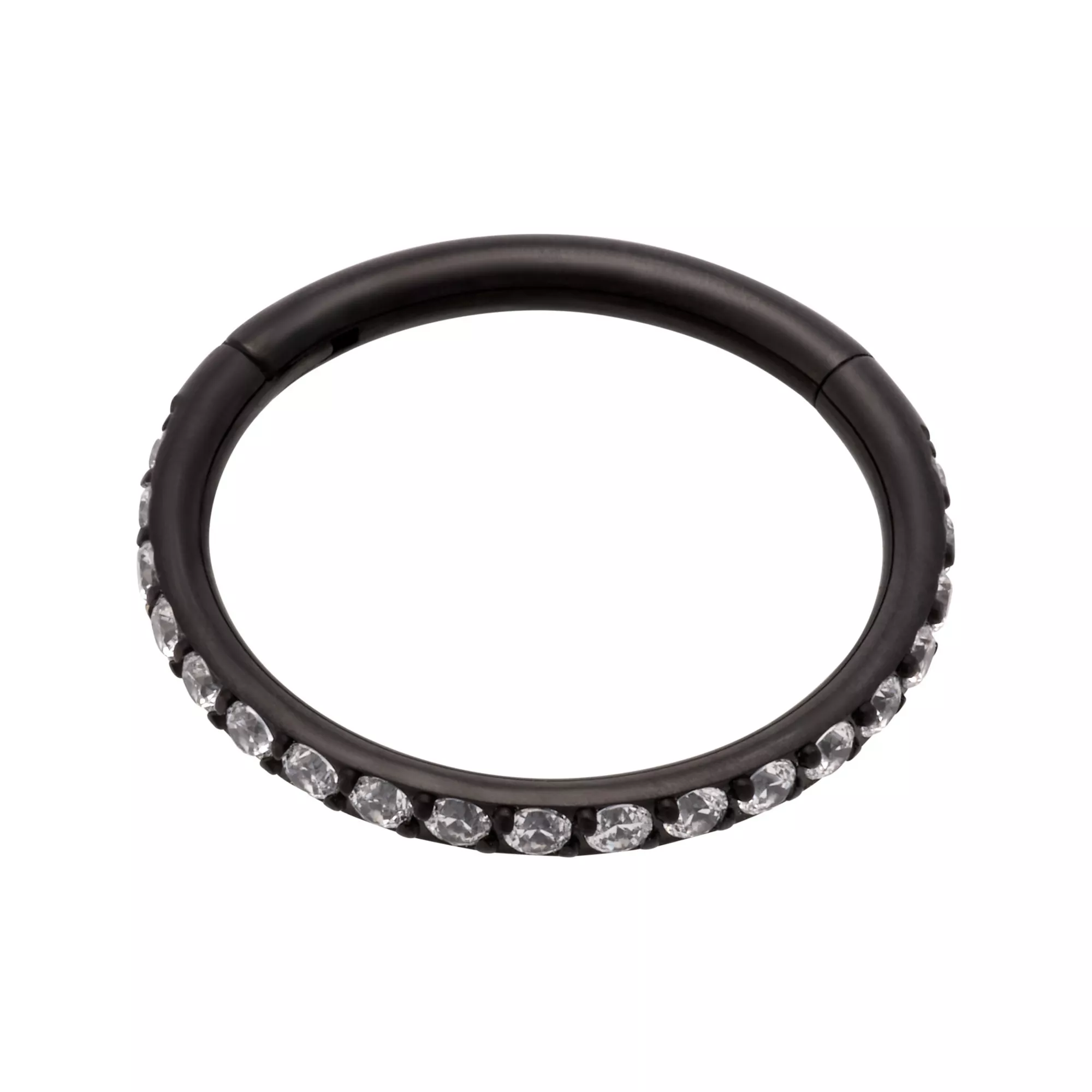 CZ Black Titanium Hinged Hoop Ring - 16 Gauge at Spencer's
