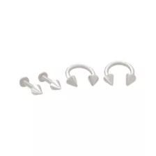 Multi-Pack Spike Silver-Plated Titanium Horseshoe and Labret Lip Rings 4 Pack - 14 Gauge at Spencer's