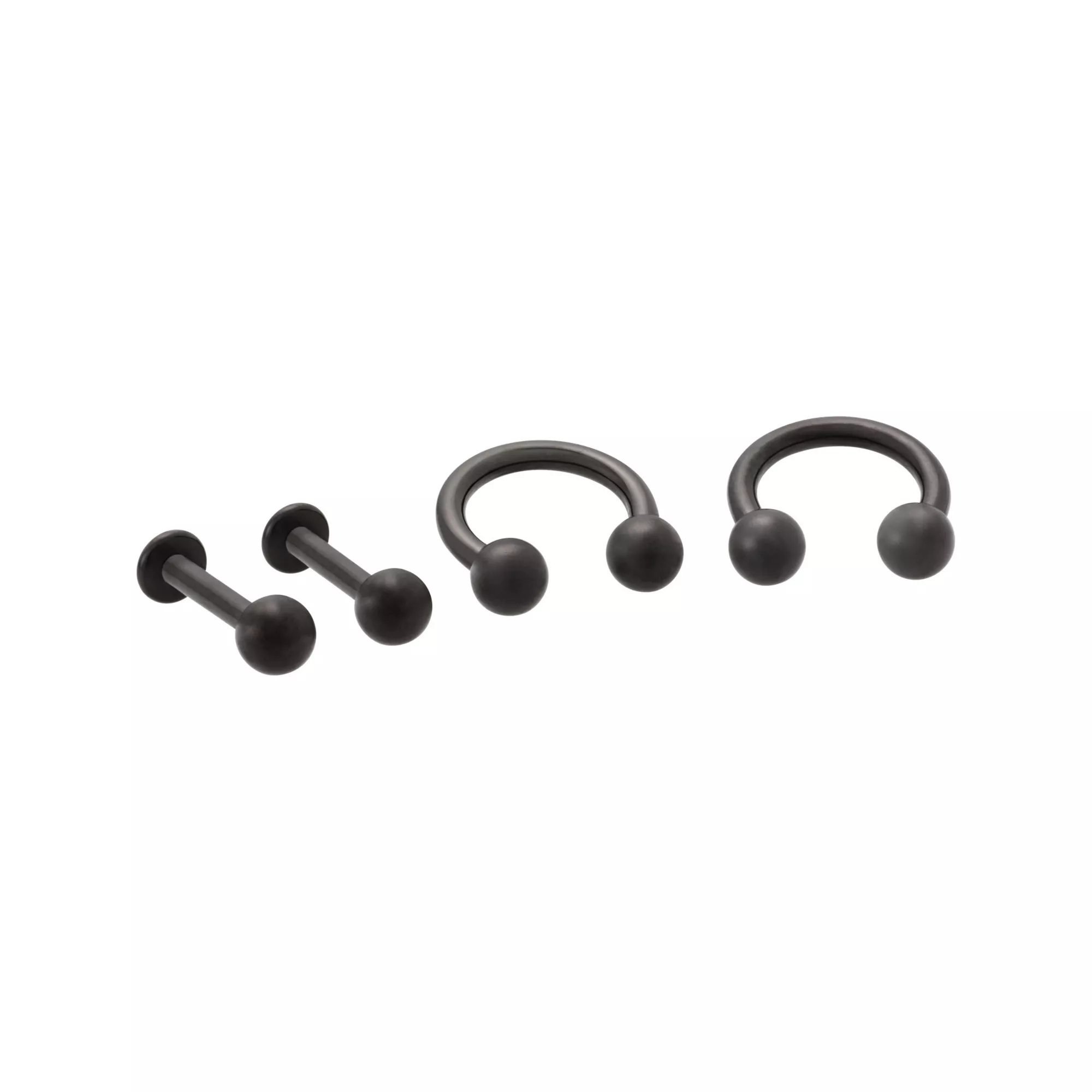 Multi-Pack Black Titanium Horseshoe and Labret Lip Rings 4 Pack - 14 Gauge at Spencer's
