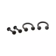 Multi-Pack Black Titanium Horseshoe and Labret Lip Rings 4 Pack - 14 Gauge at Spencer's