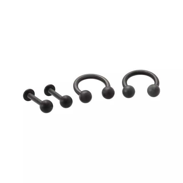 Multi-Pack Black Titanium Horseshoe and Labret Lip Rings 4 Pack - 14 Gauge at Spencer's