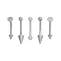 Multi-Pack Spiked and Flat End Silver-Plated Titanium Curved Barbells 5 Pack - 16 Gauge at Spencer's