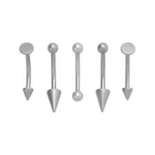 Multi-Pack Spiked and Flat End Silver-Plated Titanium Curved Barbells 5 Pack - 16 Gauge at Spencer's